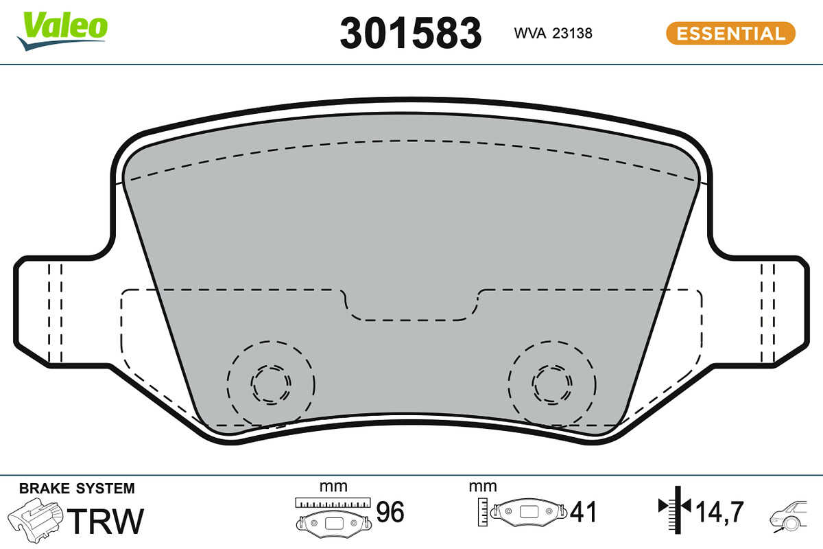 Jeu de 4 plaquettes de frein VALEO ref. 301583